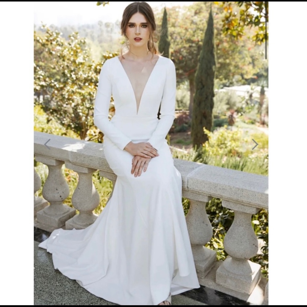 Jenny Yoo NWOT Blythe White Crepe Wedding Gown